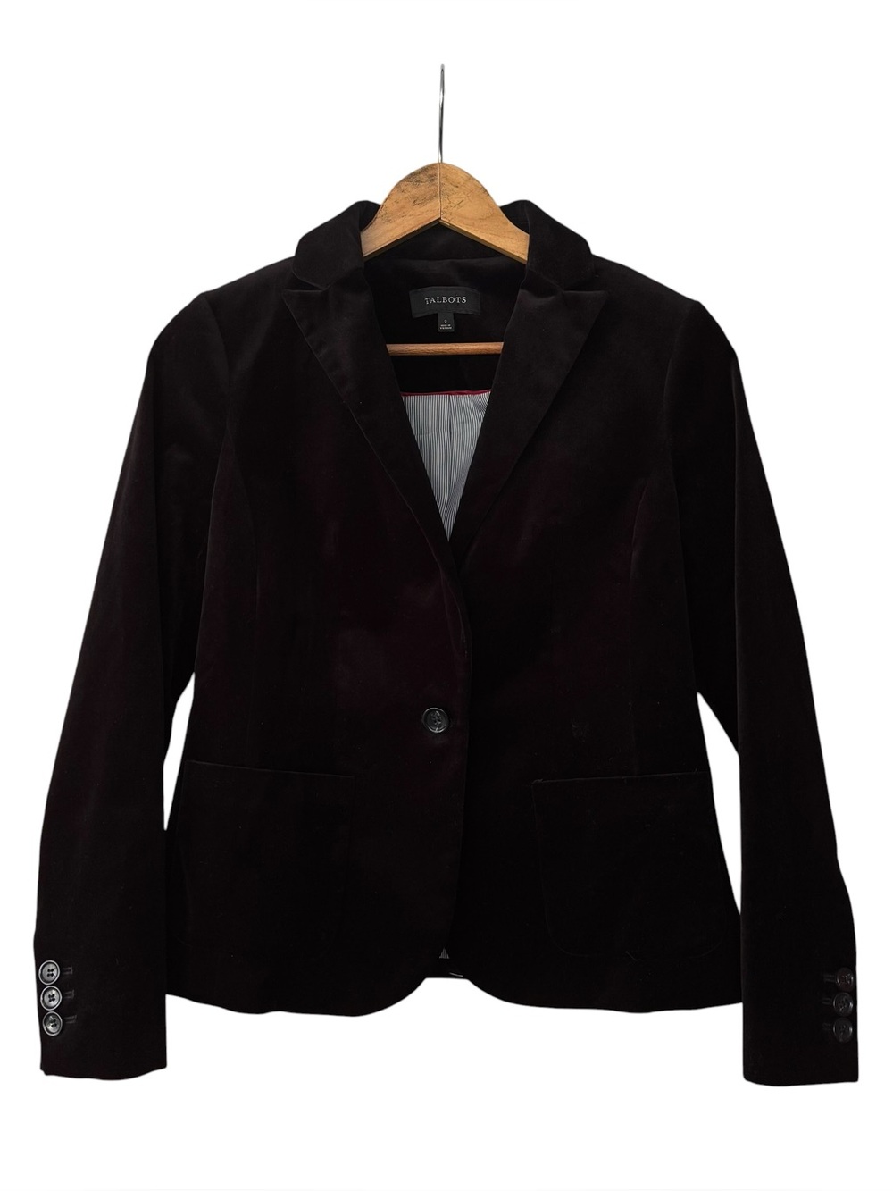 NEW NWOT Talbots Black Velvet Blazer Jacket All Cotton Womens Size 2